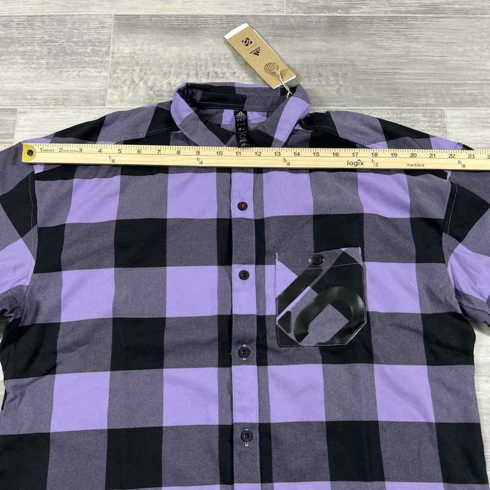 Adidas 5.10 Five Ten Flannel Plaid Shirt Purple/Black‎ HS8914 Size Medium NWT